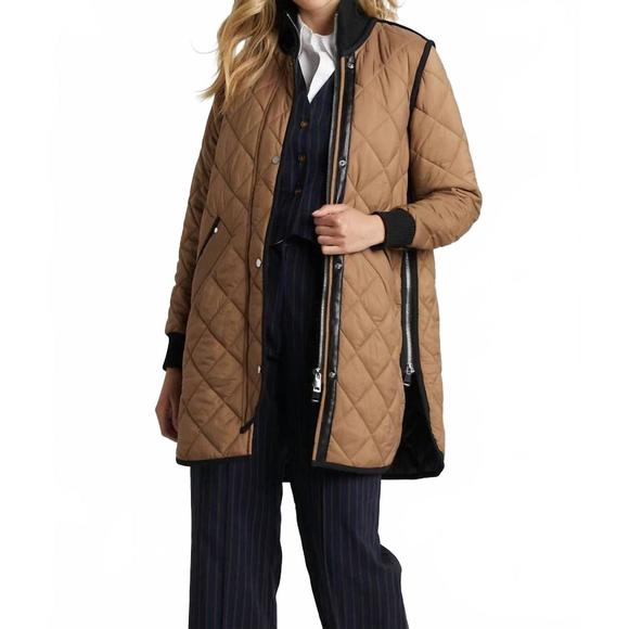 NEW ADROIT ATELIER libby quilted full zip coat in toffee - Picture 1 of 5